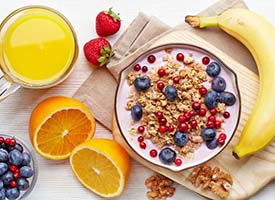 Assortment of healthy breakfast foods