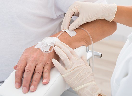 IV drip in patient's hand